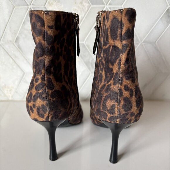 Nine West 7.5M Leopard Animal Print Heeled Boot Pointed Toe Therin Stiletto Heel - Picture 8 of 11
